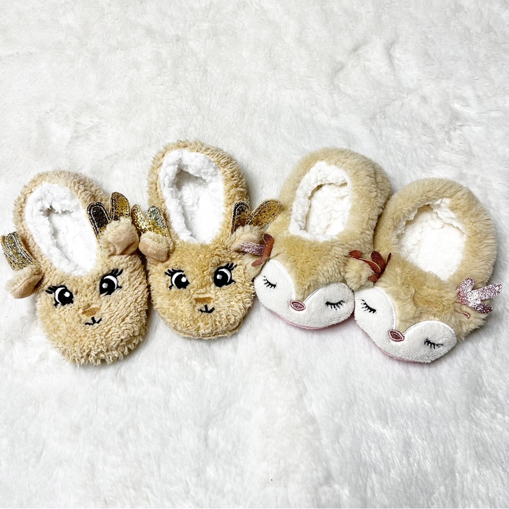 Girl’s Fuzzy Slipper 2-Piece Bundle Set Size M 13/1 & 11/12